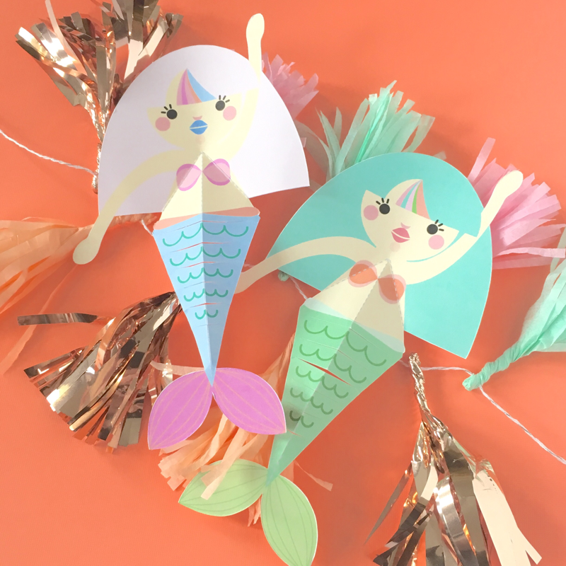 Mermaid Crafts Made of Cardboard and Paper Stock Image - Image of design,  cute: 182670397
